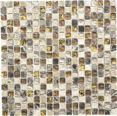 Produktbild von Glasmosaik mit Naturstein XCM M790 braun/beige 30x30 cm