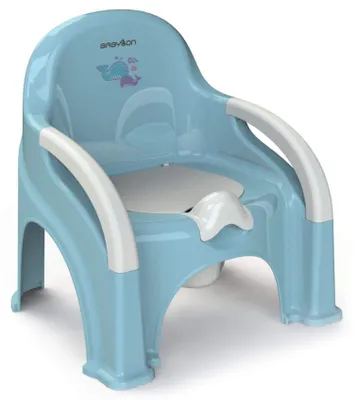 Immagine prodotto di Vasino per bambini pratico, con coperchio e contenitore, colore blu