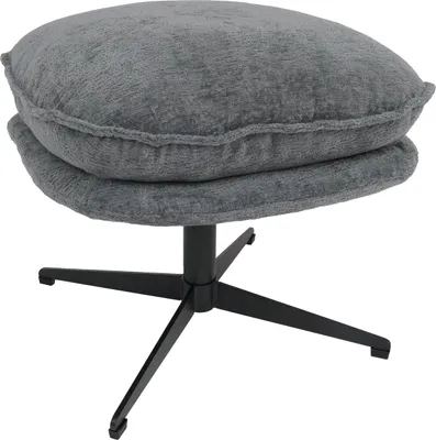 Immagine prodotto di Sgabello con cuscino HWC-P32, sedile/poggiapiedi pouf tessuto/ceniglia tessile (370 g/m²) ~ grigio