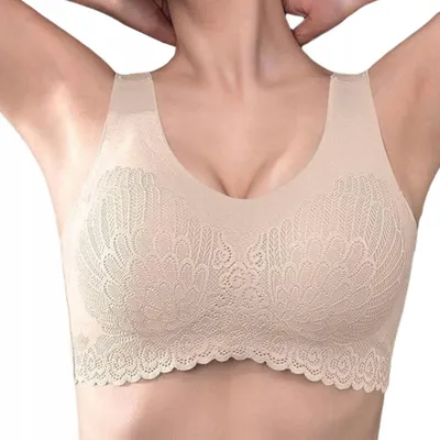 Produktbild von Damen-BH - Weicher BH - Beige - L 40 - Nahtloser BH - Sport-Top - Fitness-Top - Bequem