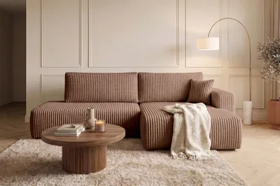 Produktbild von Kaiser Möbel Ecksofa mit Schlaffunktion und Bettkasten, Cordstoff Tilia, Braun, Rechts, OPEN XL