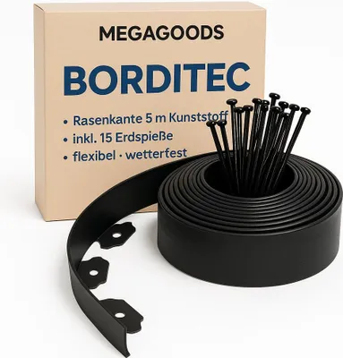 Produktbild von Rasenkante 5 m Kunststoff inkl 15 Erdspieße flexibel wetterfest DE.