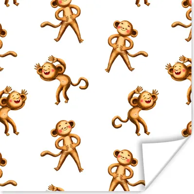 Produktbild von MuchoWow® Poster Dschungel - Design - Affe - Kinder 75x75 cm - Wand Dekoration