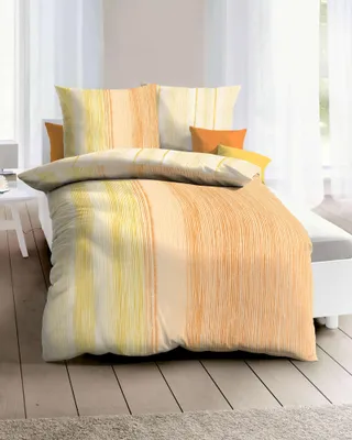Produktbild von Kaeppel Baumwoll Seersucker Bettwäsche Cortina 135x200 + 80x80 cm Mandarine