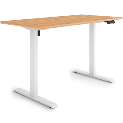 Produktbild von ESMART Germany ETX-121WM 140 x 70 cm Ahorn-Nachbildung Ergonomischer Steh-Sitz-Schreibtisch Stufenlos elektrisch höhenverstellbar 73,5 - 123,5 cm 3x Memory Aktivitätserinnerung Soft-Start/Stopp Schnelle Montage