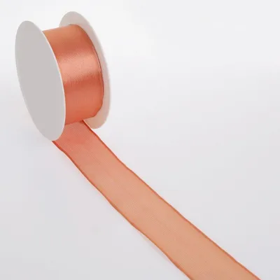Dekorationsband mit Drahtkante, Orange, 40 mm x 20 m