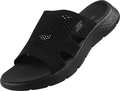 Produktbild von Skechers Damen Pantolette Go Walk Flex Elation, Schwarz, 30mm Absatz, Strickgewebe, Goga Mat®-Komfortfußbett, optimale Fersenunterstützung, flexible Laufsohle, maschinenwaschbar