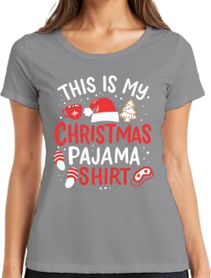Produktbild von This is my Christmas Pajama Shirt Weihnachtsmütze - Weihnachten Xmas Christmas Damen T-Shirt, Grau, XL