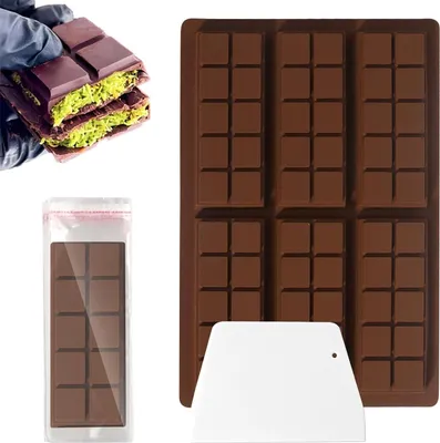 Produktbild von Schokoladenform Silikon - Tiefe Schokoladenform mit 6 Formen - BPA-frei - Antihaftbeschichtung - Für Pralinen und Süßigkeiten