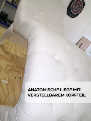 Produktbild von Handgefertigte Sessel - Relaxliege mit verstellbarem Kopfteil, 175x70x65, Velvet Ergonomisch Chaiselongue (Sofa, Liege), Holzrahmen, weiß