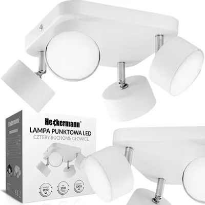 Zdjęcie produktu dla Lampa punktowa LED Heckermann 8795318A Biała 4x głowica