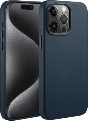 Image de Accezz MagSafe Leather Backcover pour l'Apple iPhone 15 Pro Max - Bleu nuit