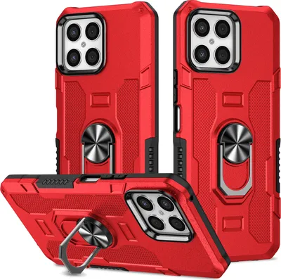 Produktbild von Honor X8 Hülle, Dual Layer Robuste Rüstung Ringhalter Ständer Schutzhülle für Honor X8 Rot