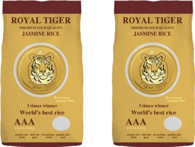 Produktbild von Royal Tiger Jasminreis Duftreis Premium Gold, 2x 1kg Beutel, Langkornreis