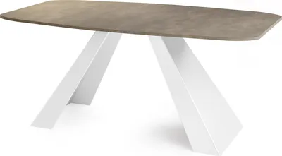 Produktbild von Esstisch Monte Weiß im Modern Stil, Rechteckiger Tisch - Ausziehbar von 180 cm bis 220 cm, Pulverbeschichtete Weiße Metallbeine - 180 x 90 cm - Chicago Beton Grau