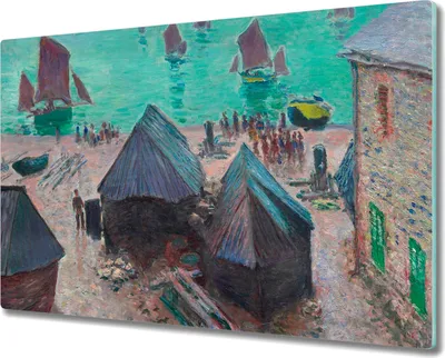 Produktbild von Coloray Hackbrett Herdabdeckplatte 80x52 cm Küchenbrett Kochplattenabdeckung Schneidebrett - Boote Meer Monet