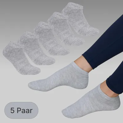 Produktbild von Sneakersocken Baumwolle ohne Naht Uni Knöchelsocken Kurzsocken Herren Damen Grau 5 Paar 39 - 42