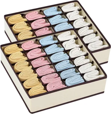 Schubladen-Organizer 48 Fächer (2x24), beige, faltbar