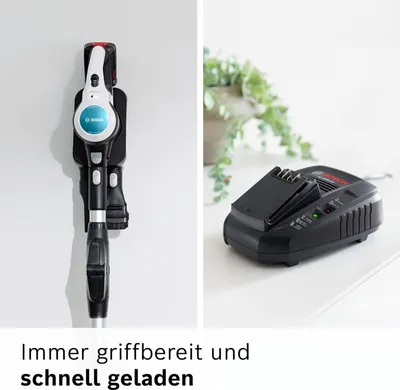 Produktbild von Bosch BKS71HYG1 Akku Staubsauger mit Wischfunktion, ProHygienic, Aqua, Düse mit LED-Beleuchtung, Beutellos, weiß