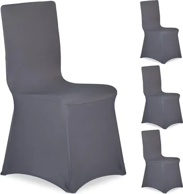 Produktbild von 20 x Stuhlhussen, universeller Stretch Stuhlbezug, Bankettstuhl Dekoration, Empfang und Feier, Stuhlbezüge, anthrazit