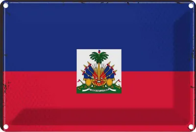 Produktbild von vianmo Blechschild 12x18 cm Haitis Haiti Flagge Fahne Wappen