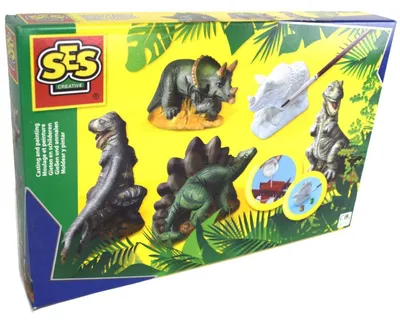Produktbild von SES Creative 01406 Gips Gießen Bastelset Dinosaurier-Set, Kreativspielzeug für Kinder, Guss-/Mal-Set für Kinder, 5 Jahr(e), Mehrfarbig