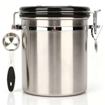 Edelstahl-Kaffeebehälter, luftdicht, 1,8 L, mit Messlöffel