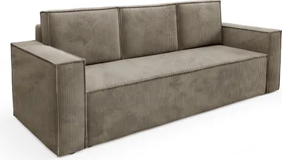 Zdjęcie produktu dla BETTSO nowoczesna sofa sztruksowa z funkcją spania RODA brązowa z pojemnikiem na pościel stylowa ponadczasowa do salonu