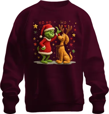 Produktbild von Grinch gestrickt Wolle Rentier Weihnachten lustig Retro Geschenk Uni Sweatshirt Pullover, Burgundy, M