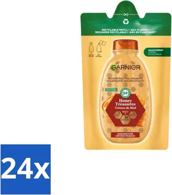 Productafbeelding van Garnier - Loving Blends - Shampoo navulverpakking - Honing Goud - Voor beschadigd en breekbaar haar - 250 ml - Voordeelverpakking - 24 stuks