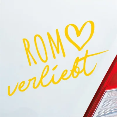 Produktbild von Auto Aufkleber Rom verliebt Herz Stadt Heimat Liebe Car 19x10 cm Gelb Sticker Heckscheibenaufkleber
