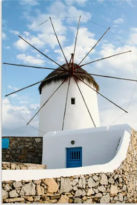 Produktbild von ARTland Wandbild Alu für Innen & Outdoor Windmuehle auf Mykonos - Griechenland Größe: 20x30 cm