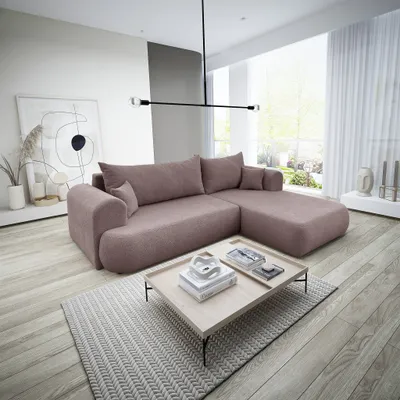 Produktbild von Ecksofa Schlafsofa ANIKE Stoff Now or Never Altrosa Ottomane Rechts