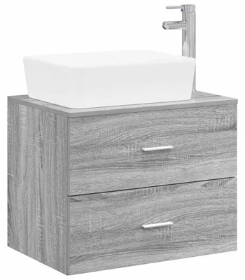 Imagen del producto de vidaXL Juego de muebles de baño, color gris Sonoma, fabricado en material de imitación madera