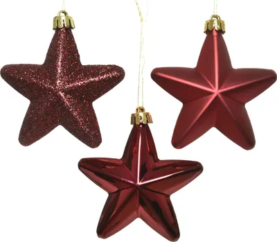 Produktbild von Christbaumschmuck Sterne Kunststoff 7cm Ochsenblut 6 Stück