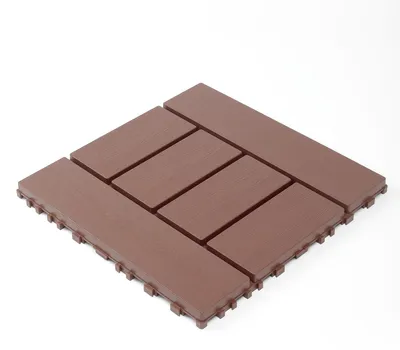Productafbeelding van Vloertegels, 12 inch, H-vorm, kliksysteem, geschikt voor doe-het-zelf projecten, voor binnen- en buitengebruik, snelle montage, ideaal voor terras en balkon, 44 stuks. Kleur: rood-bruin