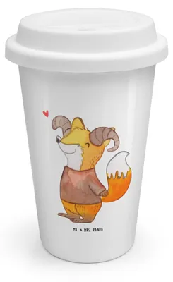 Produktbild von Mr. & Mrs. Panda Kaffeebecher To Go Widder Astologie - Weiß - Geschenk, Tierkreiszeichen, Coffee Becher, Sternzeichen, Thermobecher, Thermokaffeebecher, Astrologie, ToGo