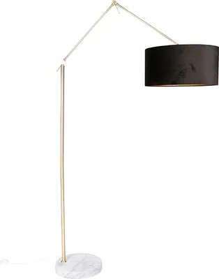 Zdjęcie produktu dla Nowoczesna lampa podłogowa ze złotym aksamitnym abażurem, czarna, 50 cm - Editor