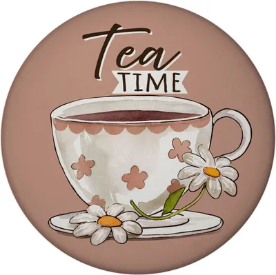 Produktbild von Teetasse Magnet rund mit Spruch Tea Time