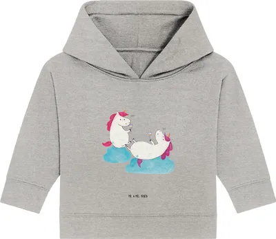 Produktbild von Mr. & Mrs. Panda Organic Baby Hoodie Einhorn Sekt 12. - 18. Monat - Heather Grey - Geschenk, Kapuzensweatshirt, Unicorn, Beste, Einhörner, BFF, Freundin, Kapuzenshirt