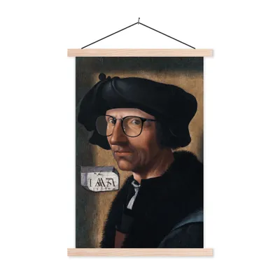 Produktbild von MuchoWow® Textilposter Selbstporträt - Jacob Cornelisz van Oostsanen - Brille 40x60 cm mit holzfarbenen Rahmen - Poster