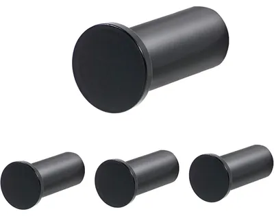 Image de Crochets muraux en acier inoxydable SUS304, noirs, 4 pièces, robustes, nécessitant un perçage pour l'installation