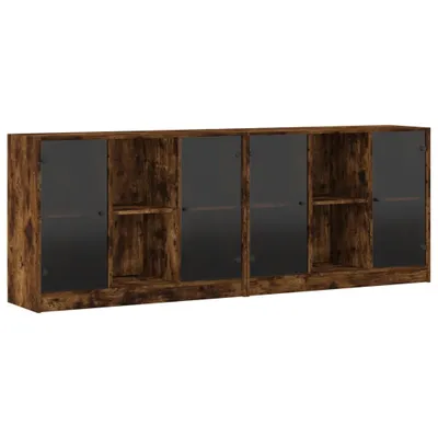 Produktbild von Bücherschrank mit Türen Räuchereiche 204x37x75 cm Holzwerkstoff
