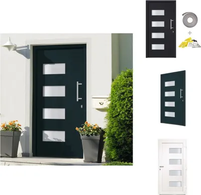 Produktbild von vidaXL Haustür Aluminium und PVC Anthrazit 100x210 cm - Haustüren