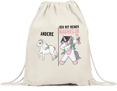 Produktbild von Andere Ich Mit Meinem Bachelor Turnbeutel Gymsack  Einhorn Pferd Abschlussgeschenk Studium Humorvoll