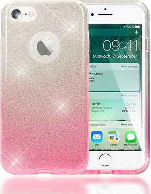 Produktbild von iPhone 7 Hülle Handyhülle von NALIA, Dünnes Glitzer Silikon-Case, Bling Cover