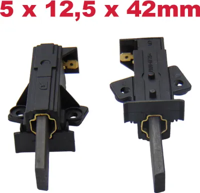 Produktbild von Trade-Shop 2x Kohlebürsten Motorkohlen 5 x 12,5 x 42mm mit Halter Typ R 57mm Länge ersetzt Bauknecht 481236248444 Indesit C00311808 = ARI311808