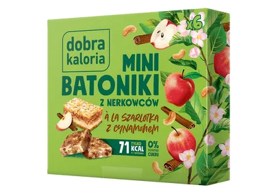 Obrázok produktu pre MINI KEŠU TYČINKY A'LA JABLČNÝ PÁR SO ŠKORICOU (6 x 17 g) 102 g - DOBRÉ KALÓRIE