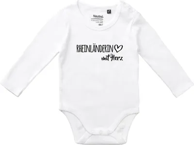 Produktbild von Huuraa Baby Body Rheinländerin mit Herz 80 White  Baumwolle Fairtrade Langarmbody Geschenkidee