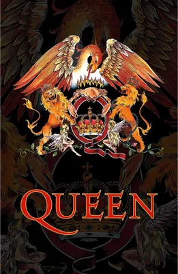 Produktbild von Queen - Poster, Wappen, Stoff RO2007 (106 cm x 70 cm) (Schwarz/Orange)